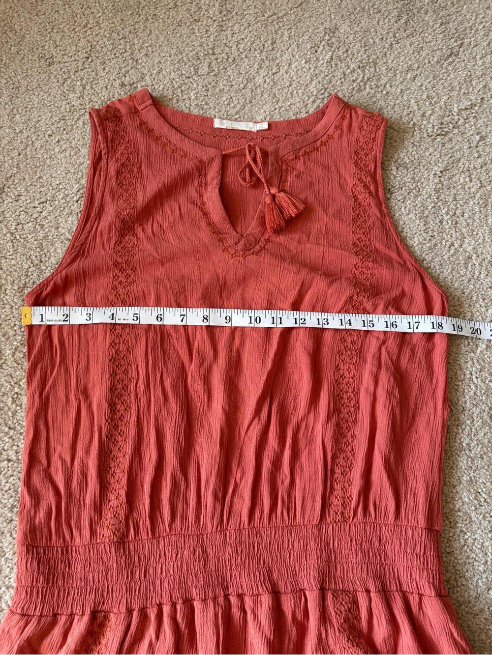Prana seaview sky orange outdoors summer bohemian Rei smocked dress size medium - Picture 13 of 16